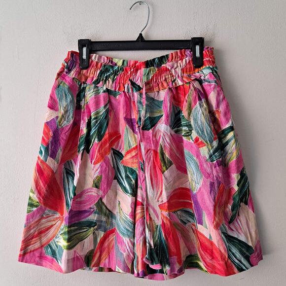 Thought Womens Adella Hemp Tropical Floral City Shorts Multicolor Size 12 NWT - Picture 8 of 16